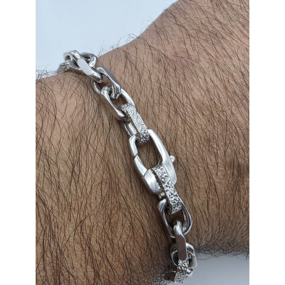 BRICK BOX STERLING SILVER 925 RHODIUM PLATED ANTI TARNISH BRACELET